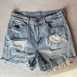 American Eagle Outfitters Ripped Light Blue Jean Shorts